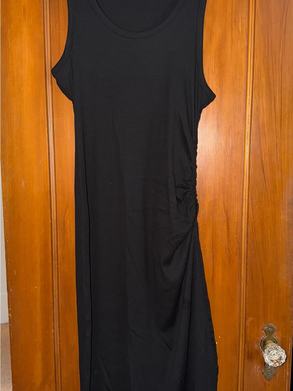 J. Crew Black Sleeveless Maxi Dress with Side Ruching